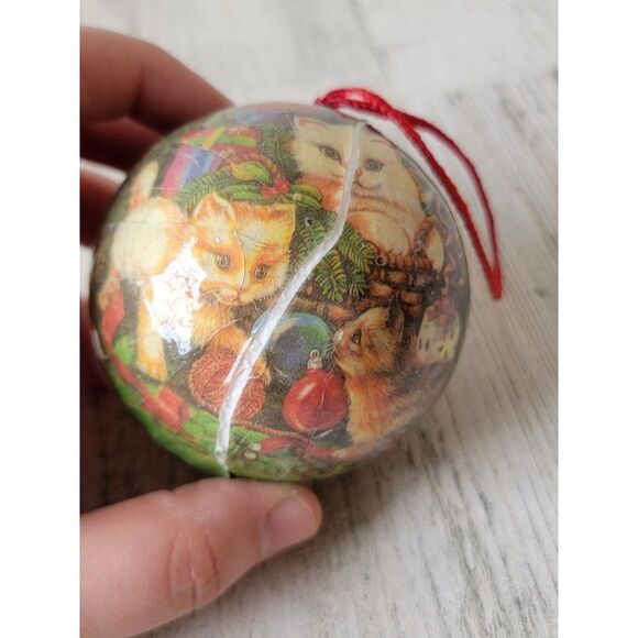 Christmas kitten cats AS IS ball ornament Xmas - Picture 6 of 11